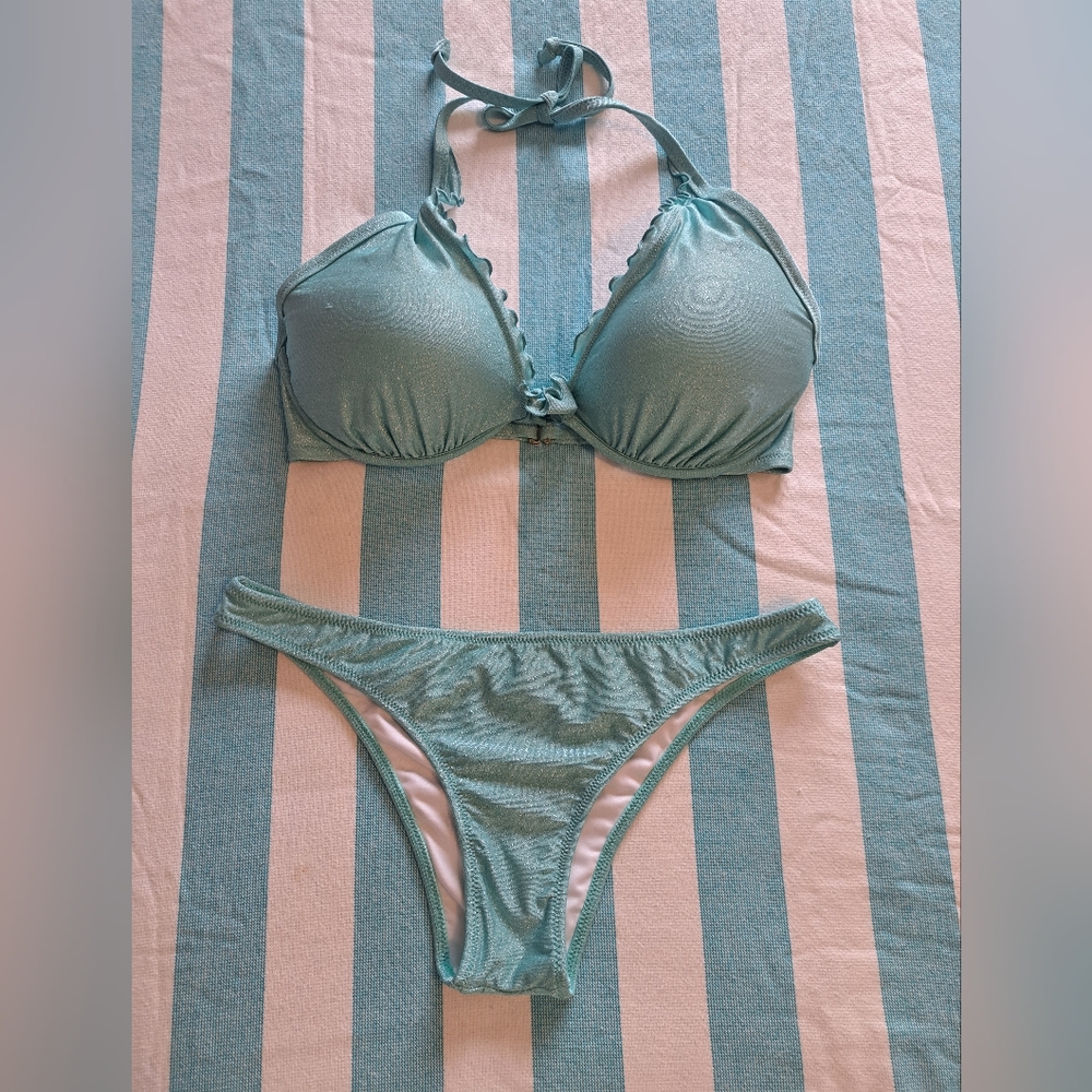 Victoria's Secret Seafoam Green Halter Bikini Set